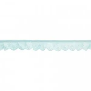 1 1/8" Powder Blue Eyelet Lace Trim by the Yard