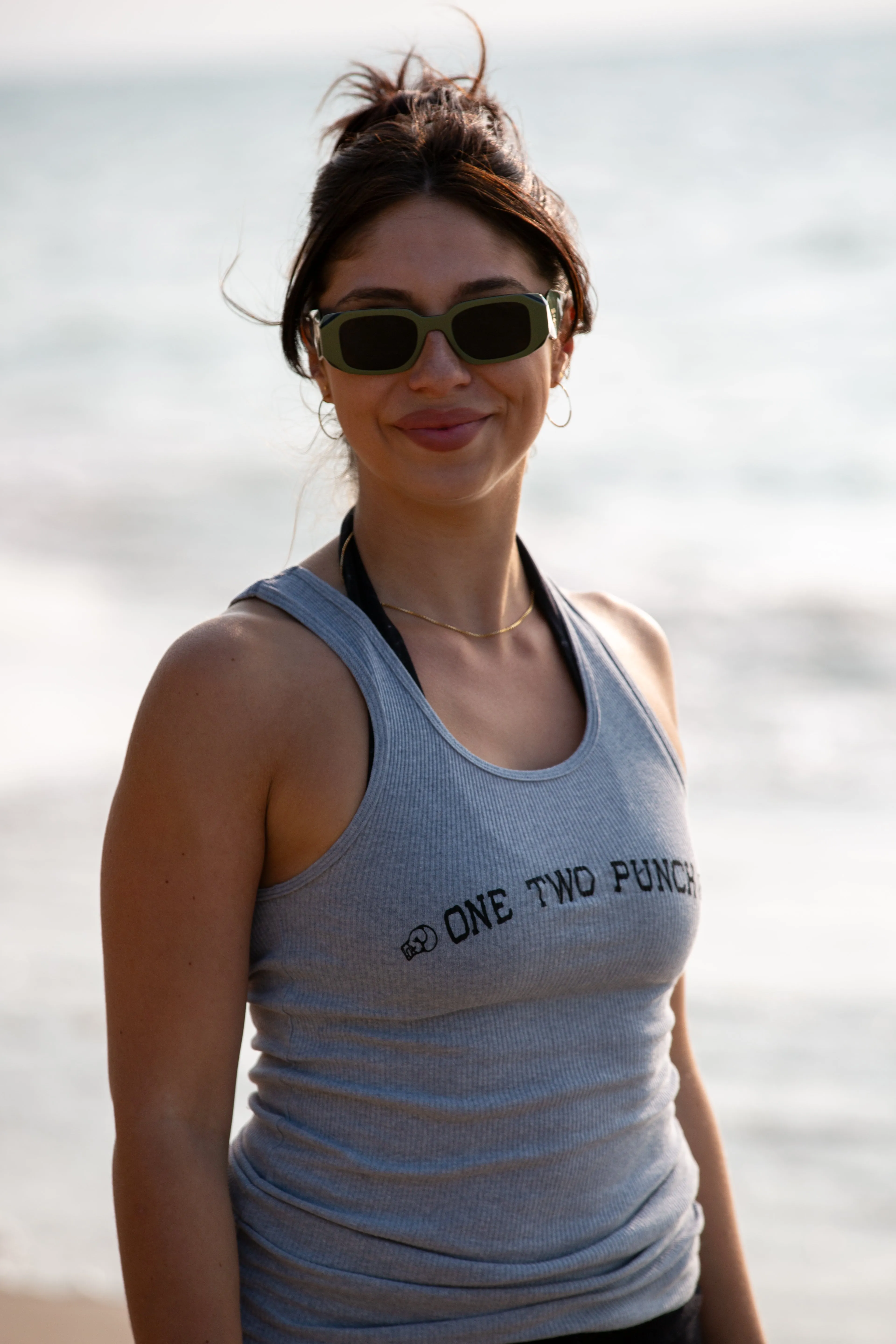 1-2 PUNCH BOYFRIEND TANK-HEATHER GREY