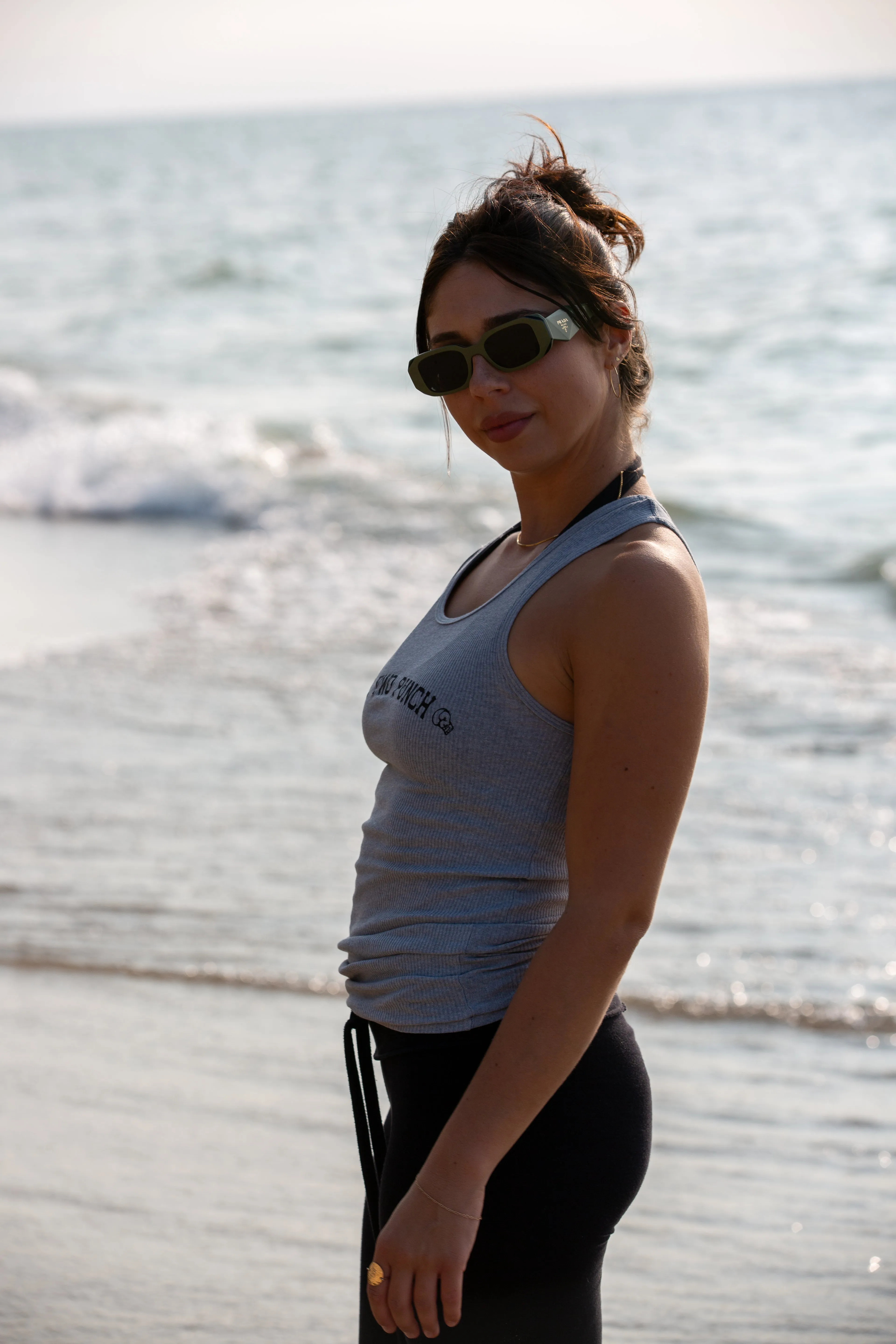 1-2 PUNCH BOYFRIEND TANK-HEATHER GREY
