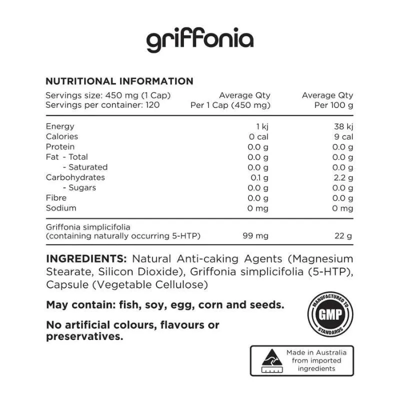 100% Griffonia 5-HTP Caps By Switch Nutrition | 120 Serves | 54g