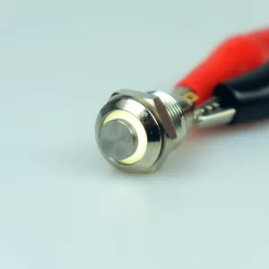 10mm AV Illuminated Latching Switch White Ring - Raised Actuator