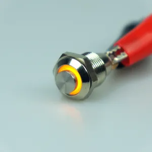 10mm AV Illuminated Latching Switch Yellow Ring - Raised Actuator