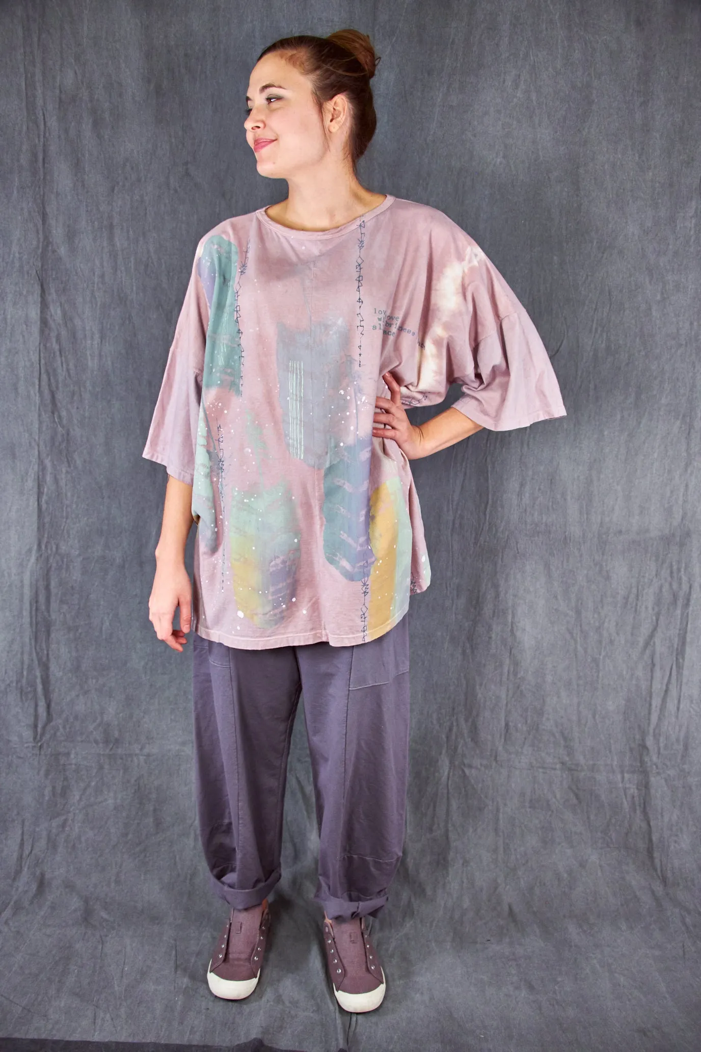 1236HD Line Tee-Sedona Feather Peace-Dusty Pink-29/30” L
