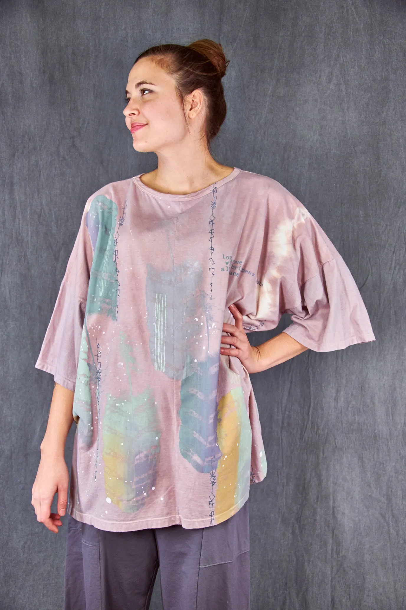 1236HD Line Tee-Sedona Feather Peace-Dusty Pink-29/30” L