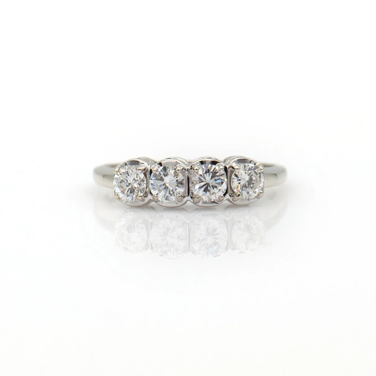 14K White Gold Four Stone Diamond Ring