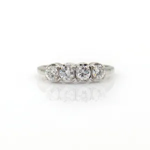 14K White Gold Four Stone Diamond Ring