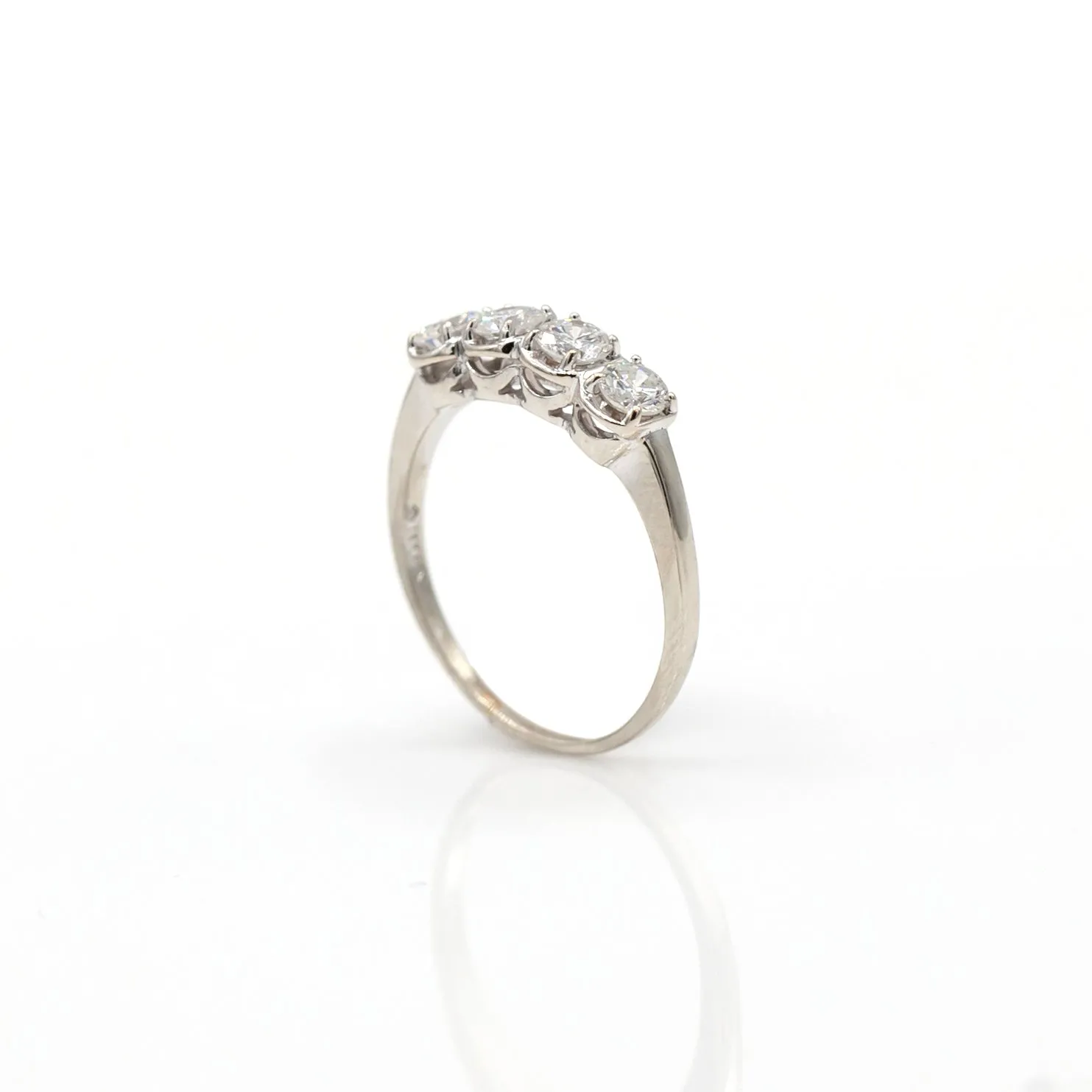14K White Gold Four Stone Diamond Ring