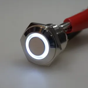 16mm AV Illuminated Momentary Switch White Ring