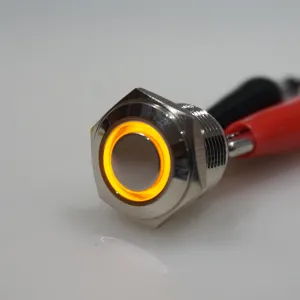 16mm AV Illuminated Momentary Switch Yellow Ring