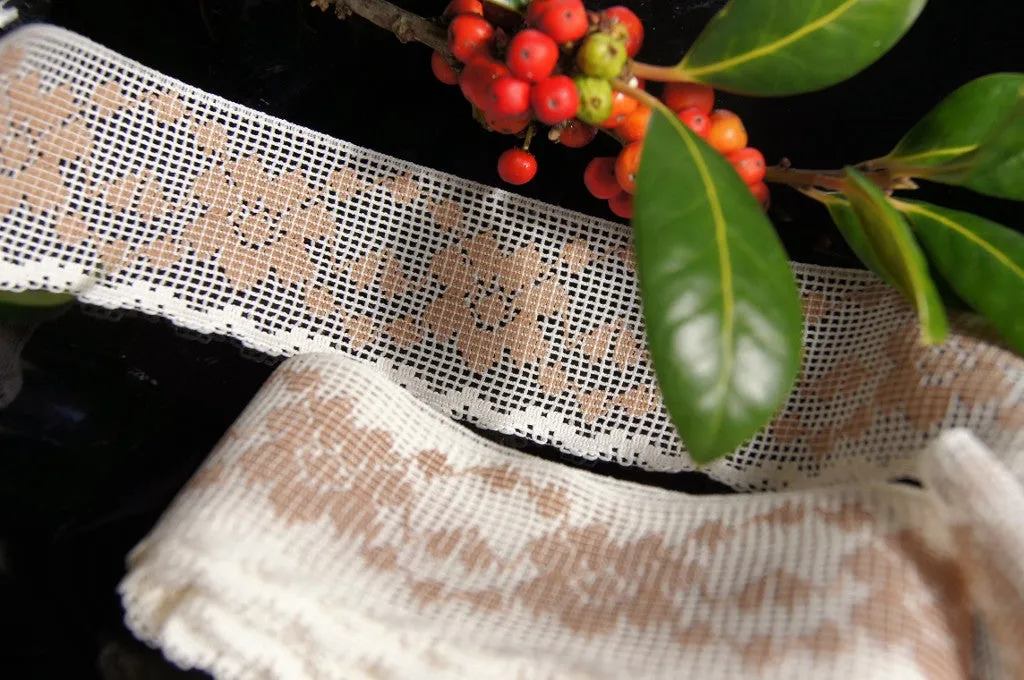 1⅞" Vintage Tan Floral Cream Lace Trim