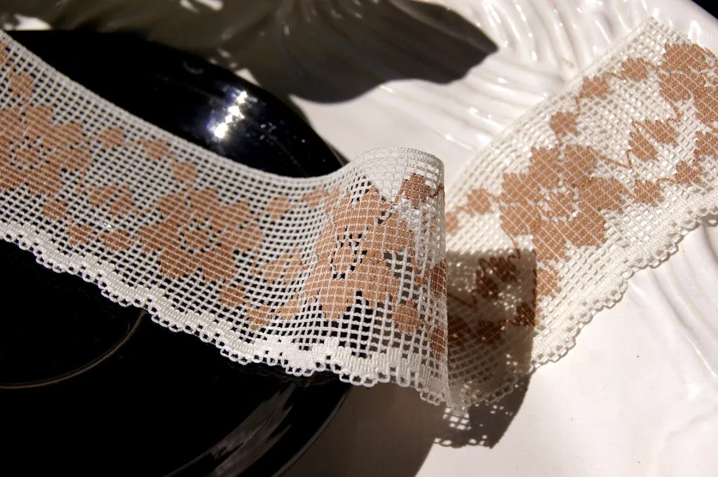 1⅞" Vintage Tan Floral Cream Lace Trim