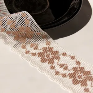 1⅞" Vintage Tan Floral Cream Lace Trim