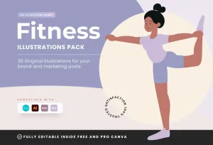 20 Unique Fitness Illustrations Fully Editable in Canva