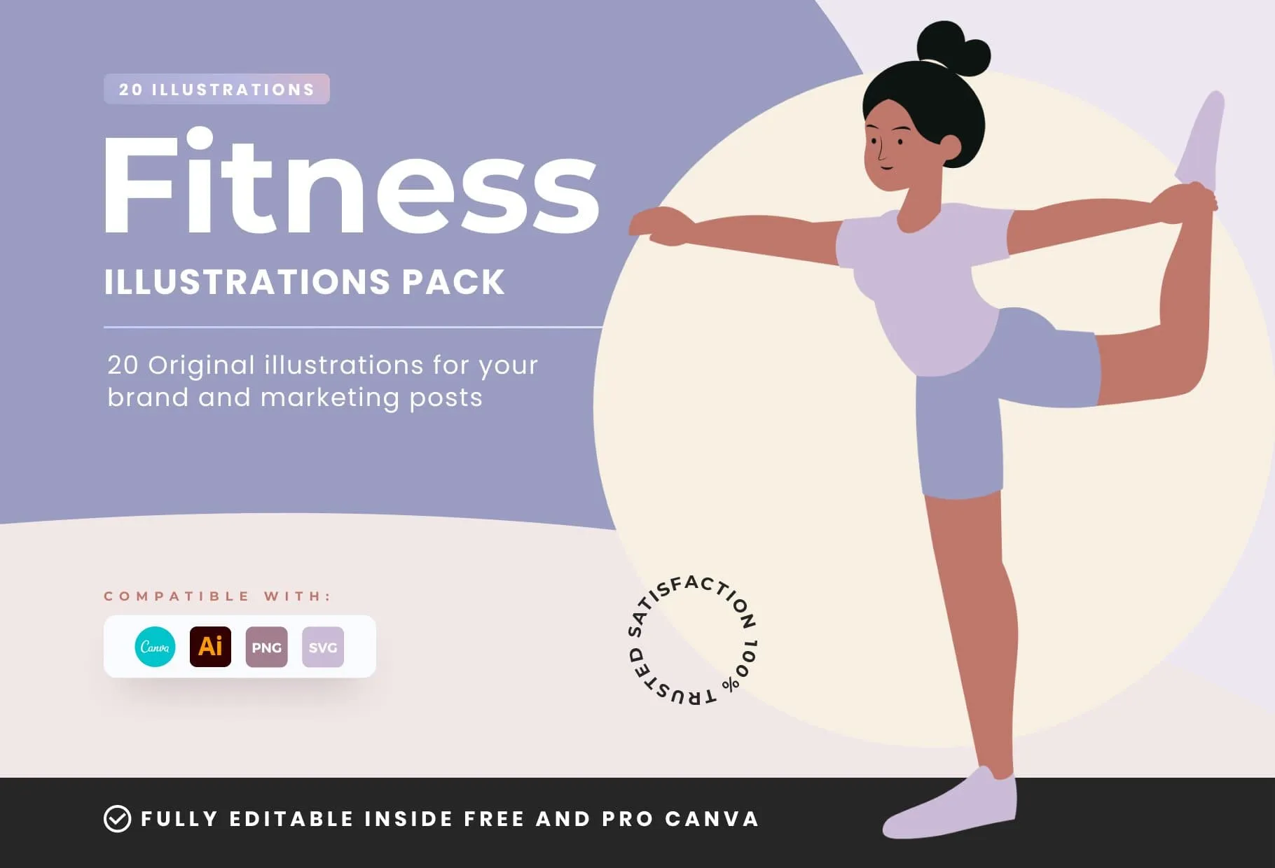 20 Unique Fitness Illustrations Fully Editable in Canva