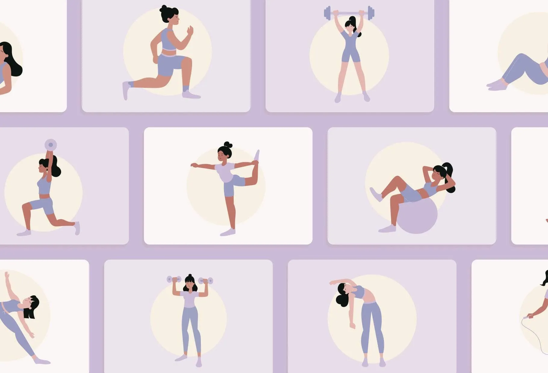 20 Unique Fitness Illustrations Fully Editable in Canva