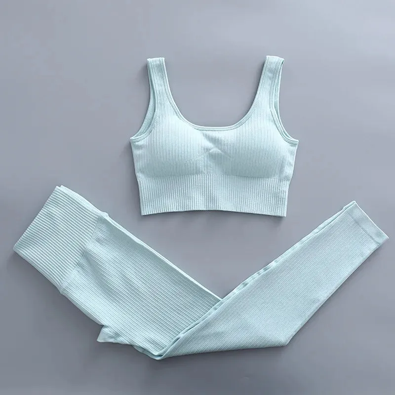 2/3 Piece Set Women Gym Wear Seamless Yoga Set Sports Bra Crop Top High Waist Leggings Fitness Sportswear Workout Outfits Woman