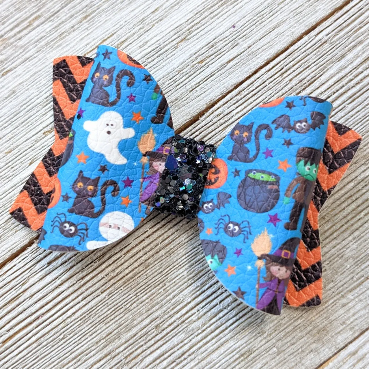 2.5" Halloween Glitter Bow
