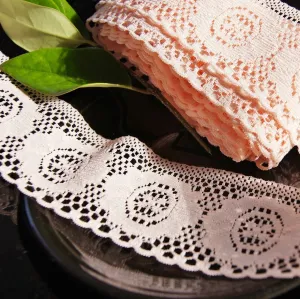 2" Medallion Floral Lace Trim - Peach
