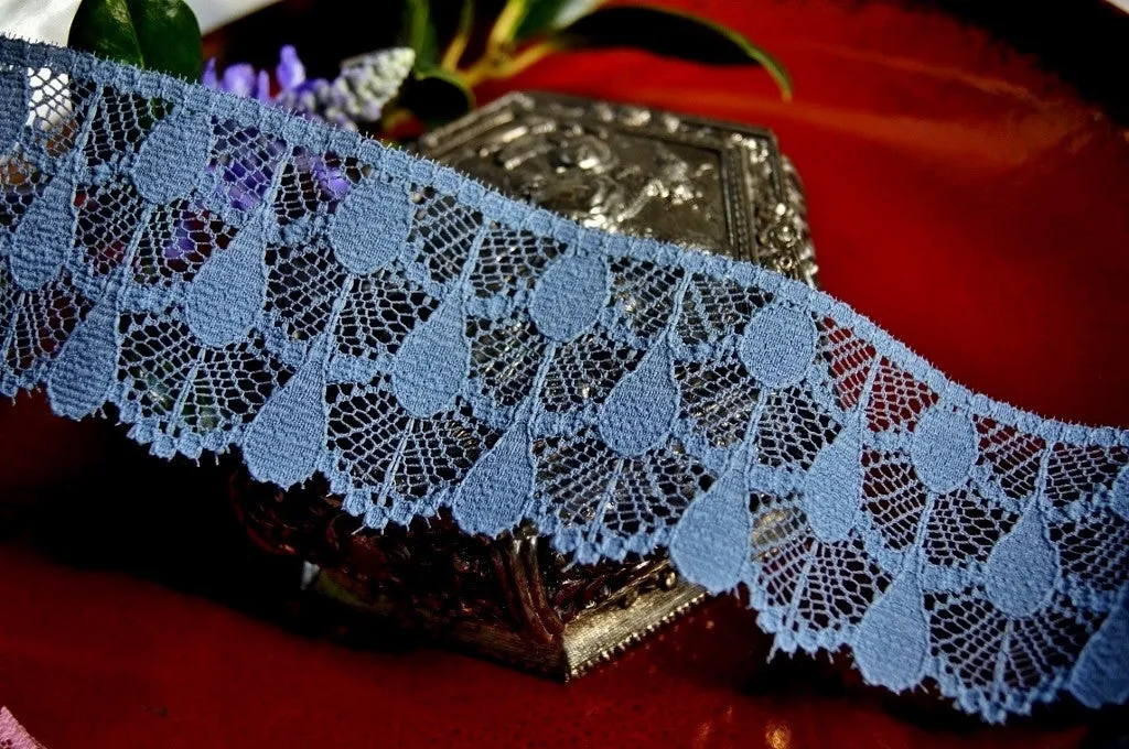 2¼" Raindrops Lace Trim - Stone Blue