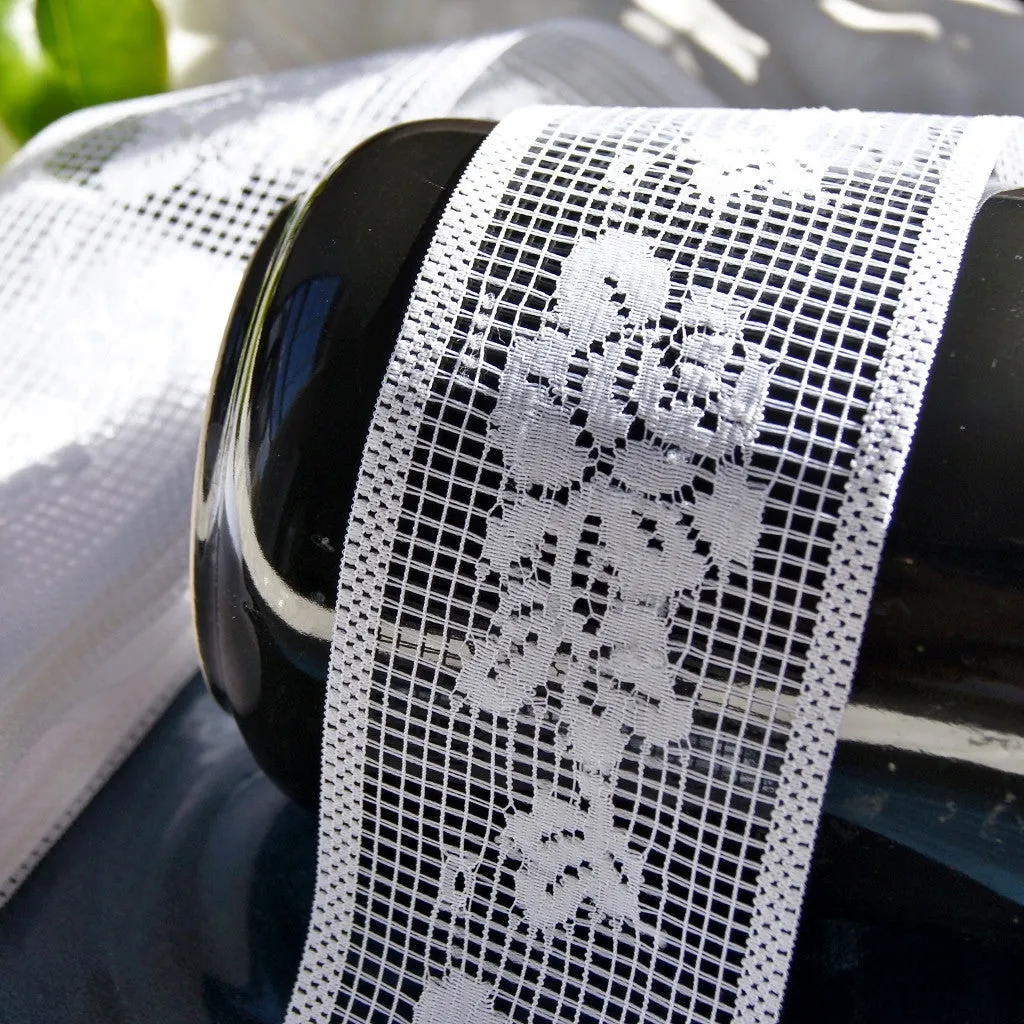 2¼" White Roses Insertion Lace Trim