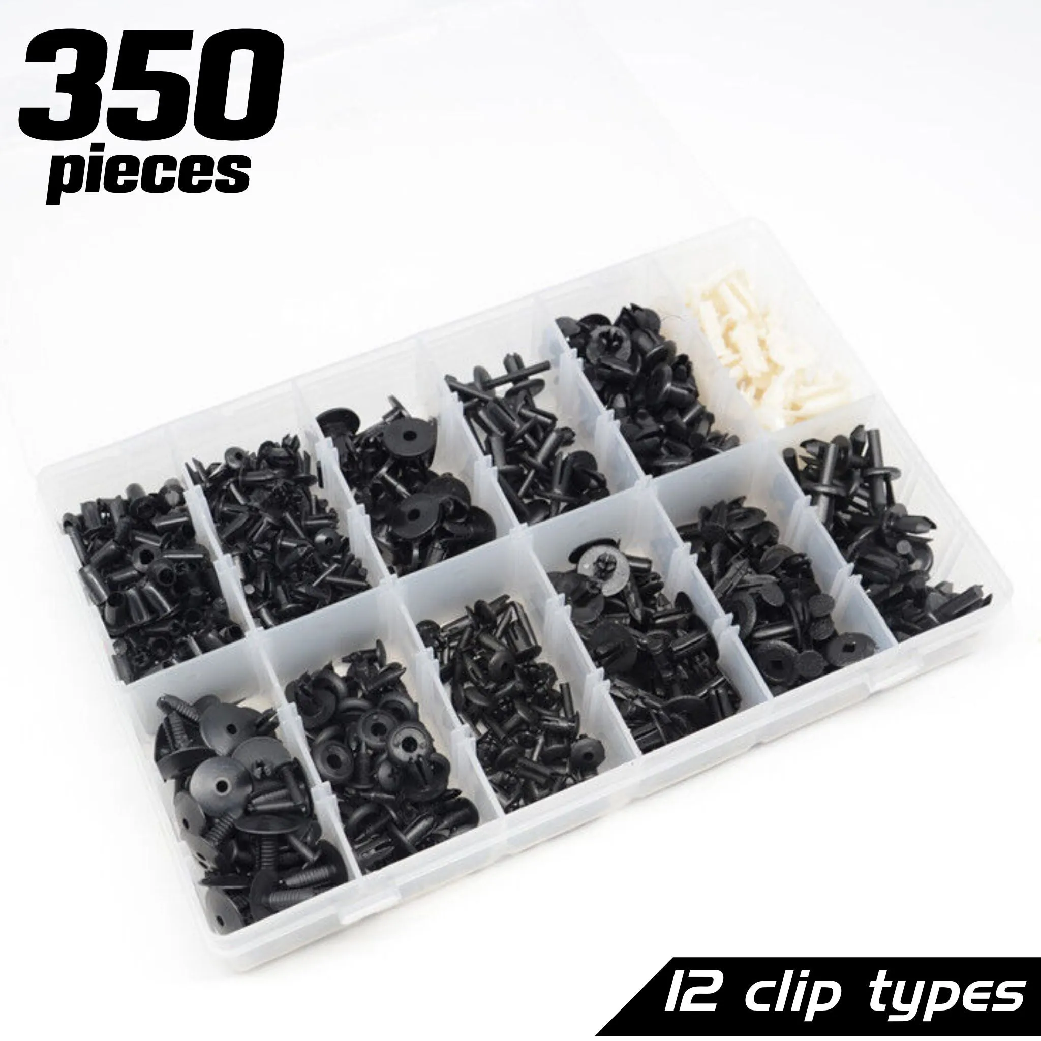 350 Piece Auto Clips Trim Vehicle Assortment Kit | Pin Buckle | Rivet | Moulding