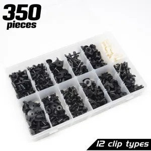 350 Piece Auto Clips Trim Vehicle Assortment Kit | Pin Buckle | Rivet | Moulding