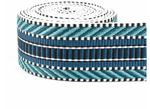 38mm Jacquard Webbing Teal & Navy