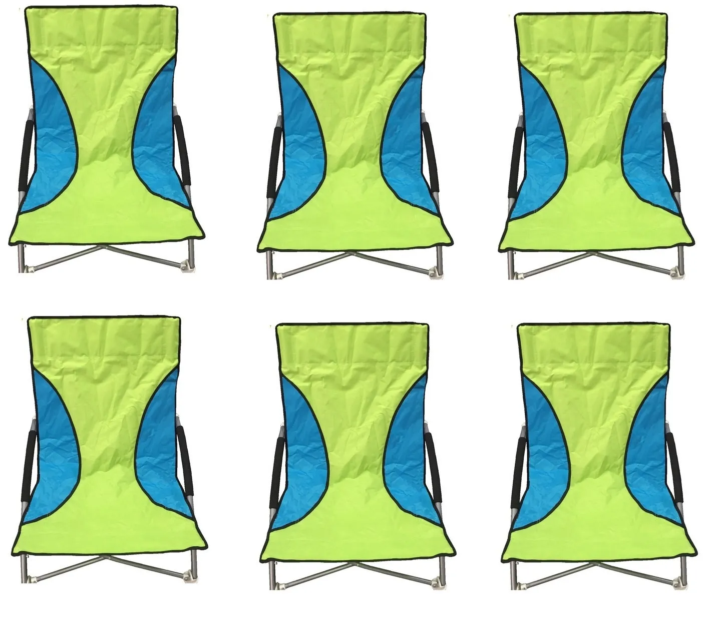 6 Green Nalu Folding Low Seat Beach Chair Camping Chairs