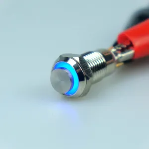8mm AV Illuminated Latching Switch Blue Ring - Raised Actuator