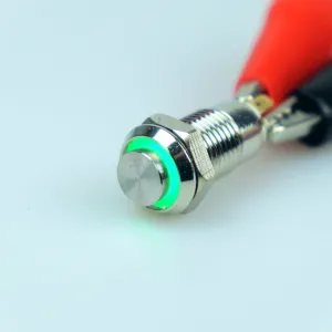 8mm AV Illuminated Latching Switch Green Ring - Raised Actuator