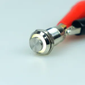 8mm AV Illuminated Latching Switch White Ring - Raised Actuator