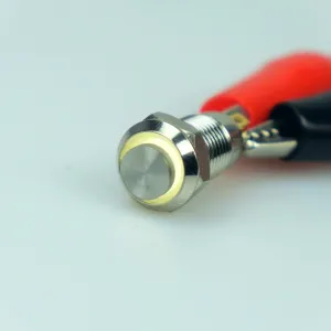 8mm AV Illuminated Momentary Switch White Ring - Raised Actuator