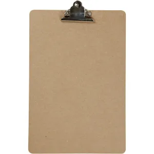 A4 Dark Brown MDF Clipboard With Metal Clip 23cm x 34cm Writing Drawing Accessories