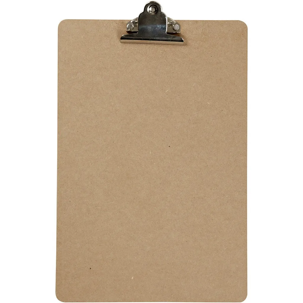 A4 Dark Brown MDF Clipboard With Metal Clip 23cm x 34cm Writing Drawing Accessories