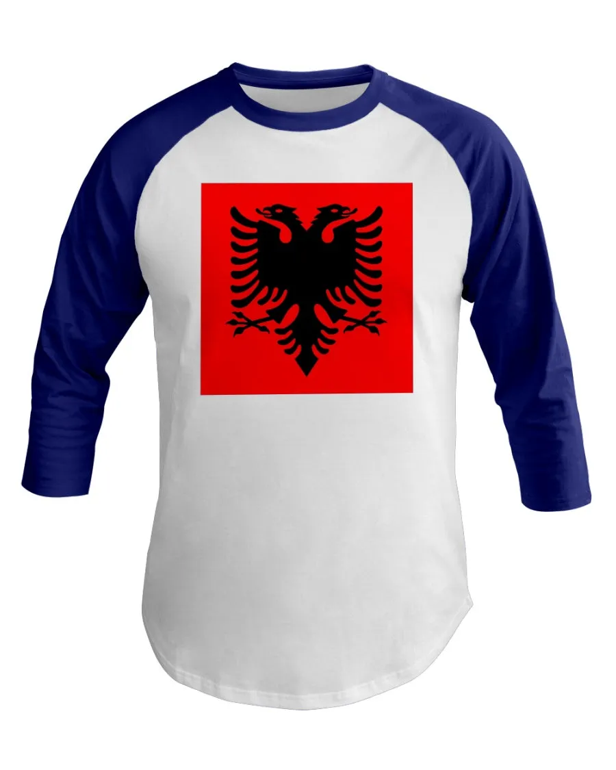 Albania Flag  3/4 Sleeve Raglan Shirt