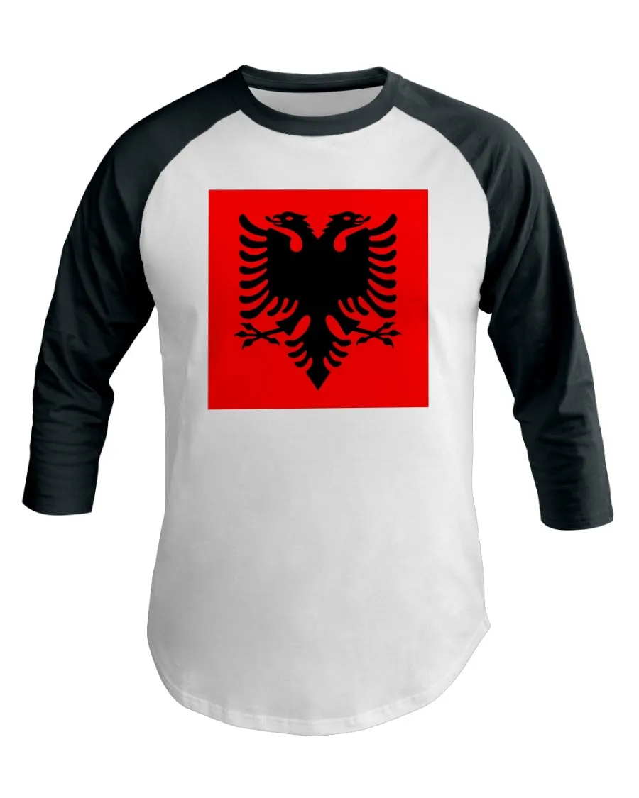 Albania Flag  3/4 Sleeve Raglan Shirt