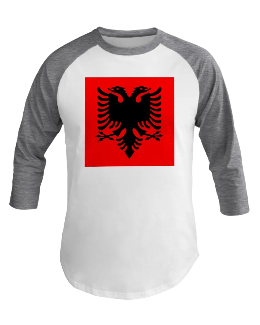 Albania Flag  3/4 Sleeve Raglan Shirt