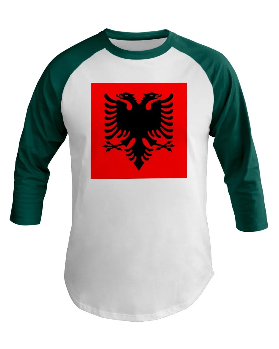 Albania Flag  3/4 Sleeve Raglan Shirt