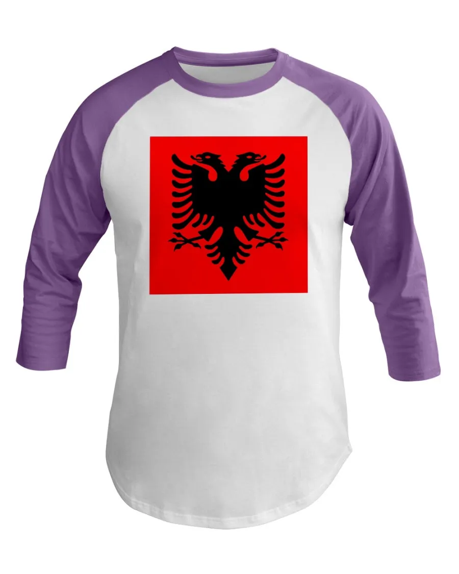 Albania Flag  3/4 Sleeve Raglan Shirt