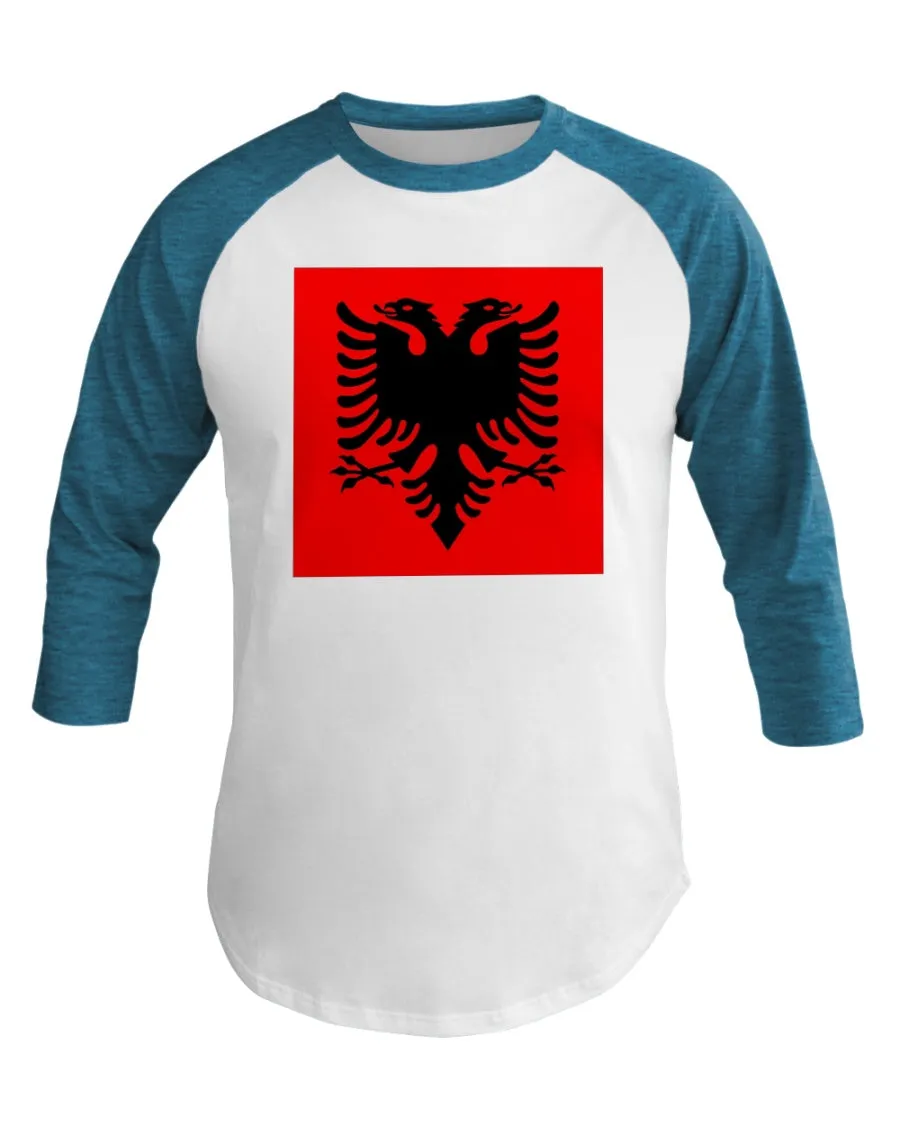 Albania Flag  3/4 Sleeve Raglan Shirt