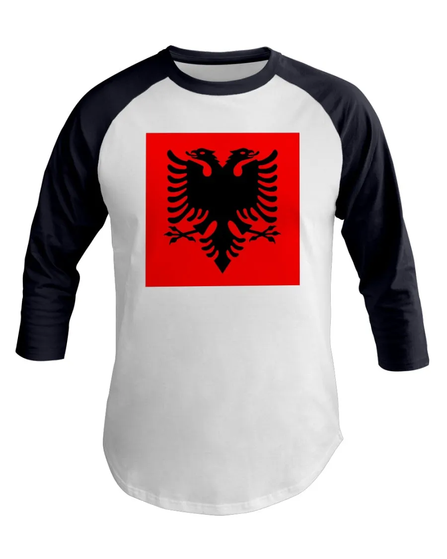 Albania Flag  3/4 Sleeve Raglan Shirt