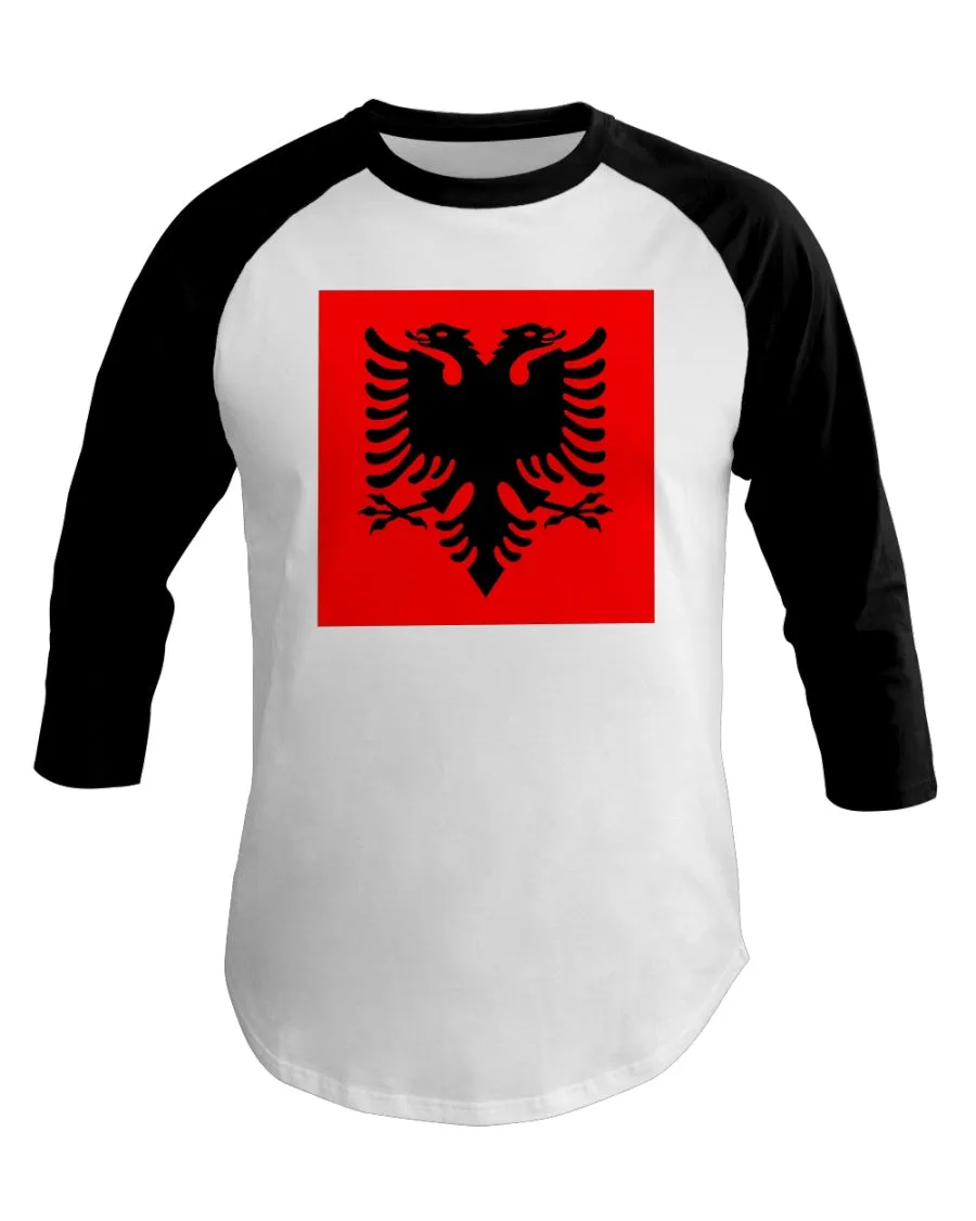Albania Flag  3/4 Sleeve Raglan Shirt