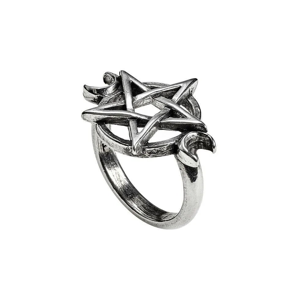 Alchemy Gothic R234 Goddess Ring Moon Pentagram Wiccan England
