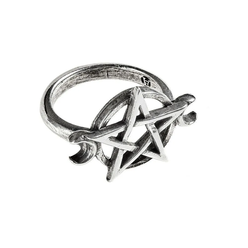 Alchemy Gothic R234 Goddess Ring Moon Pentagram Wiccan England