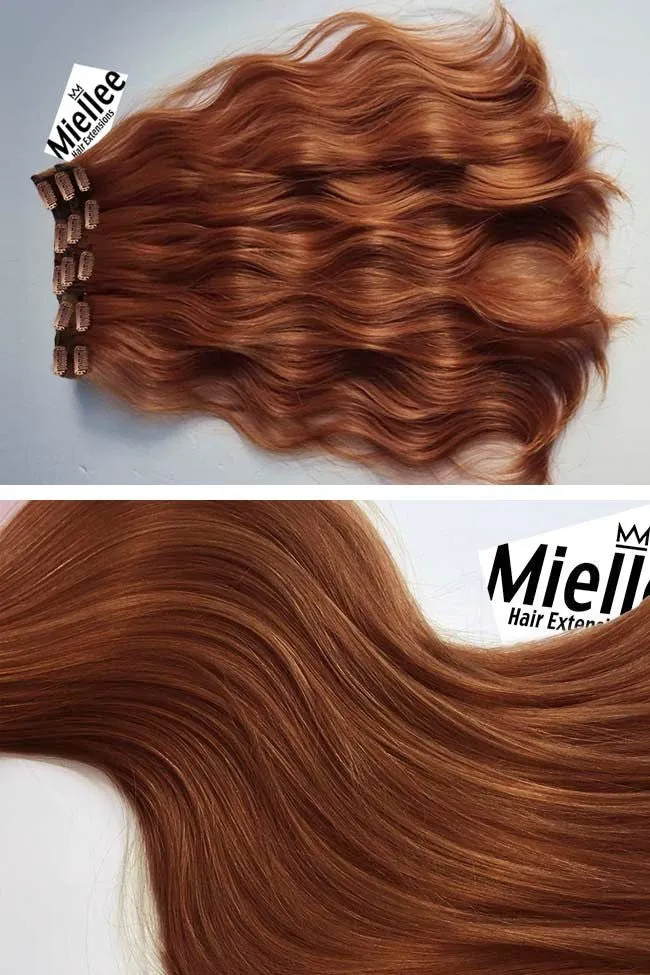 Amber Red 8 Piece Clip Ins - Wavy Hair