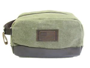 American Flag Waxed Canvas Toiletry Dopp Bag.