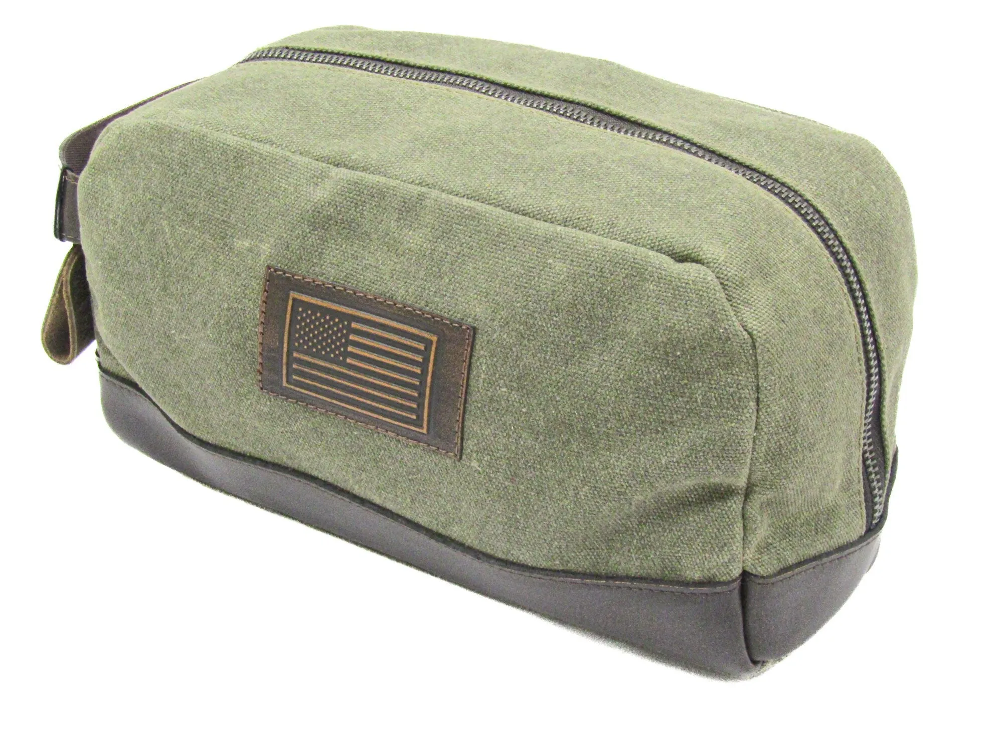 American Flag Waxed Canvas Toiletry Dopp Bag.