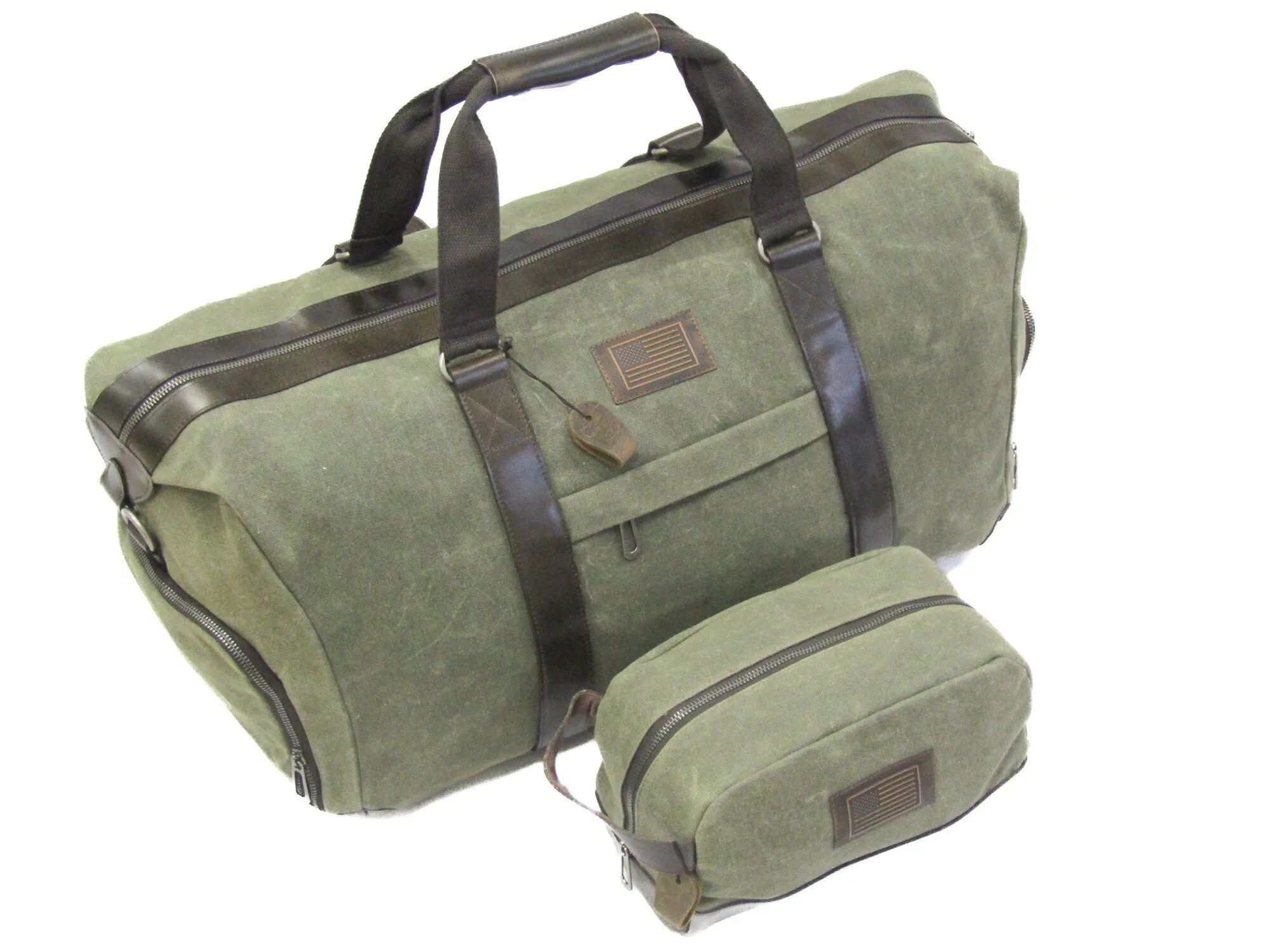 American Flag Waxed Canvas Toiletry Dopp Bag.