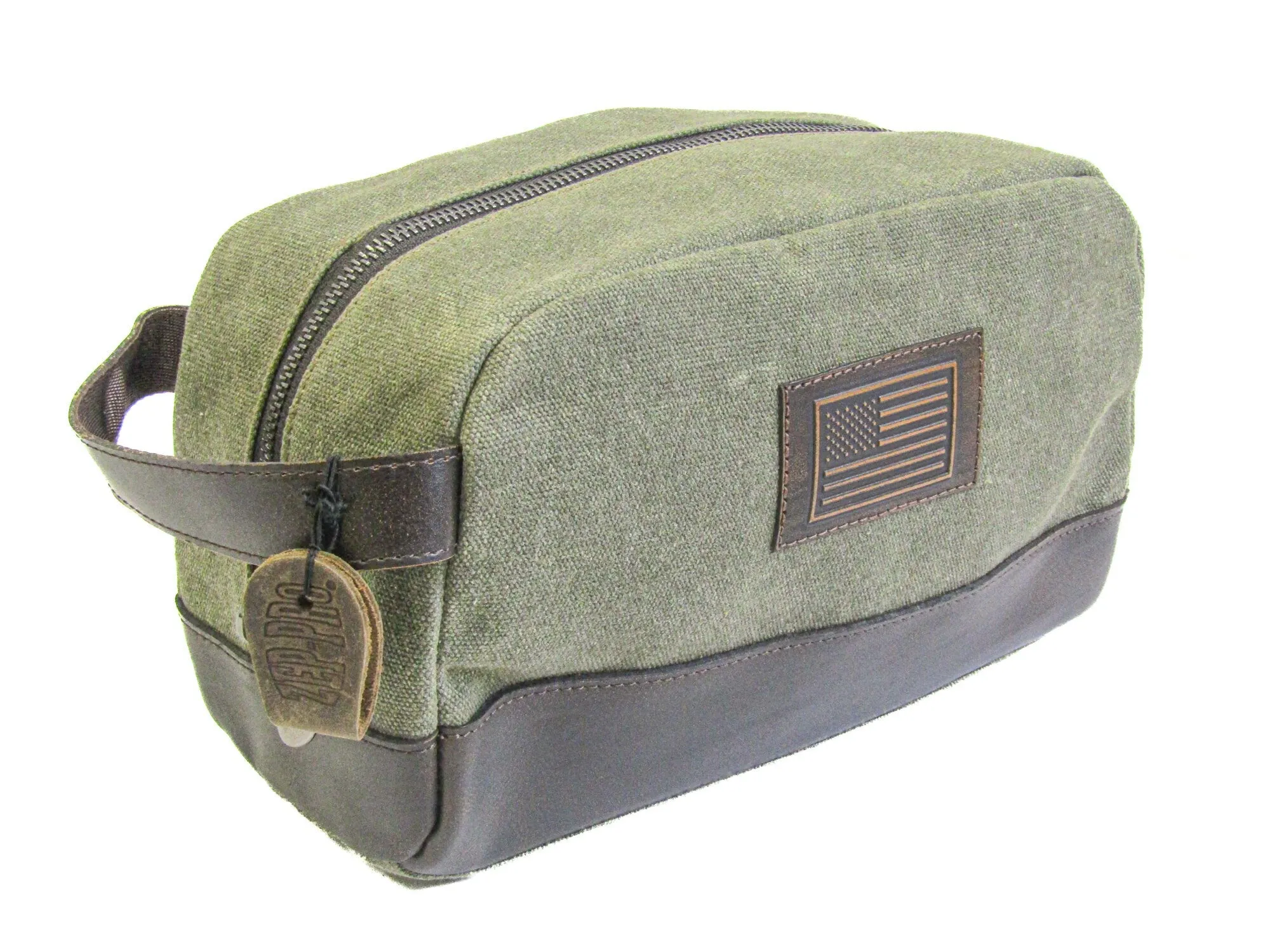 American Flag Waxed Canvas Toiletry Dopp Bag.