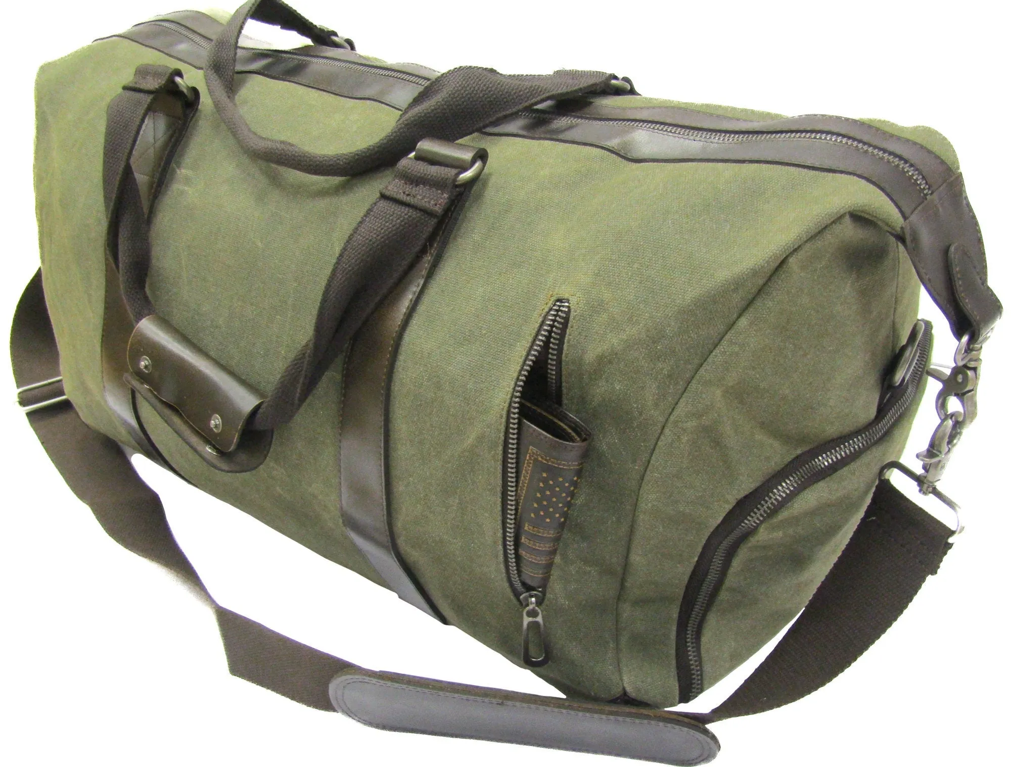 American Flag Waxed Canvas Weekender Bag.